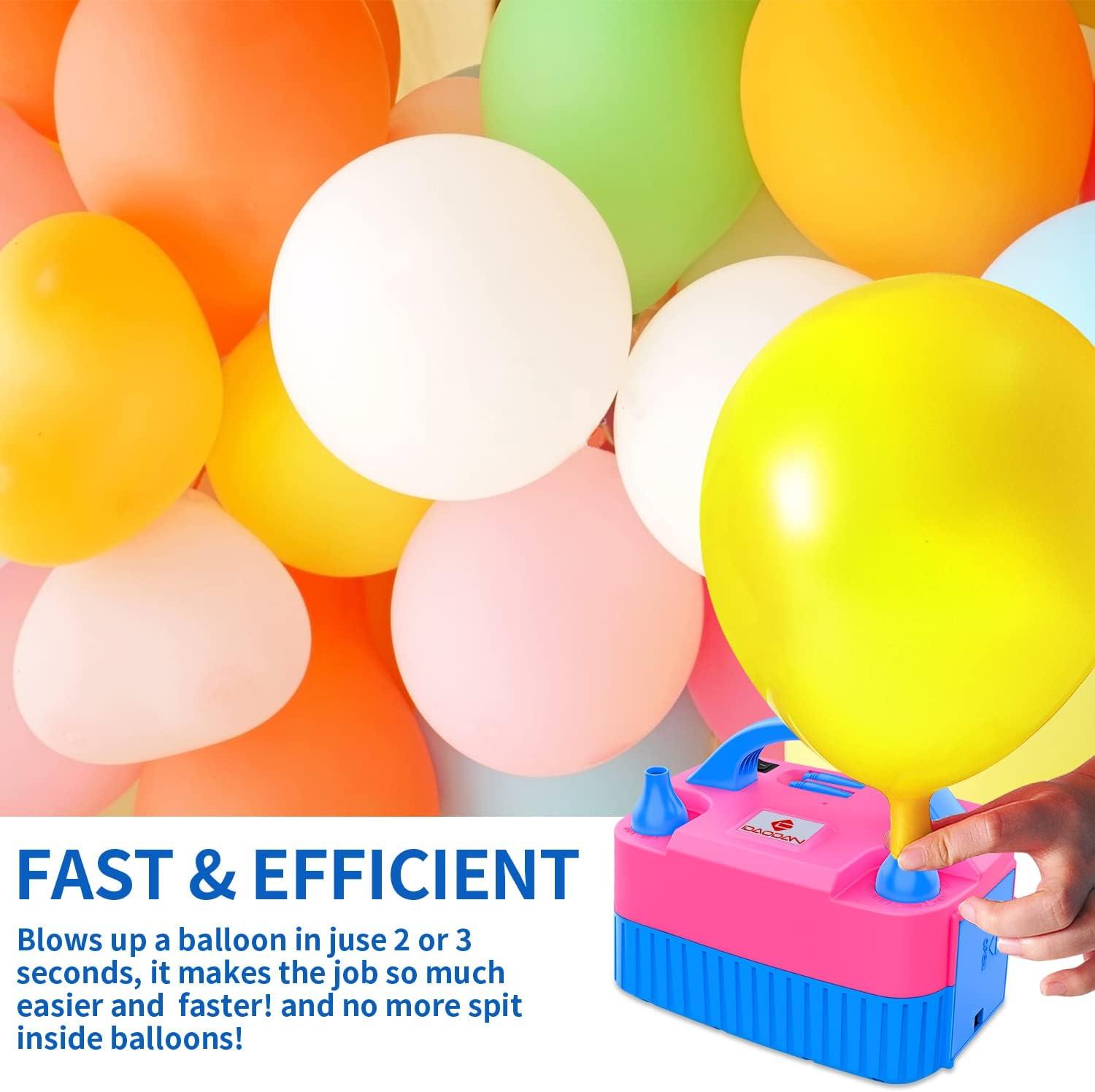IDAODAN Electric Balloon Pump - 600W Dual Nozzle Air Inflator For Party Decorations (Rose Red)