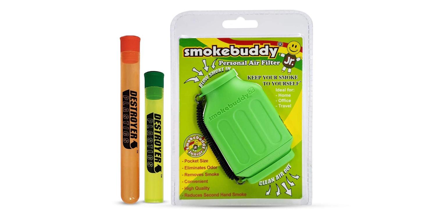 100% Authentic Smoke Buddy Bundled with Two Exclusive Destroyer Plastics  Odor Proof Tubes One Large One Small (Smoke Buddy Junior, Lime) Smoke Buddy  Junior Lime