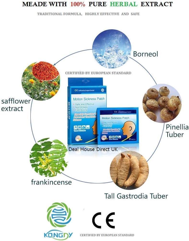 KONGDY Motion Sickness Patches Anti Nausea Travel Pain Relief Car Sea