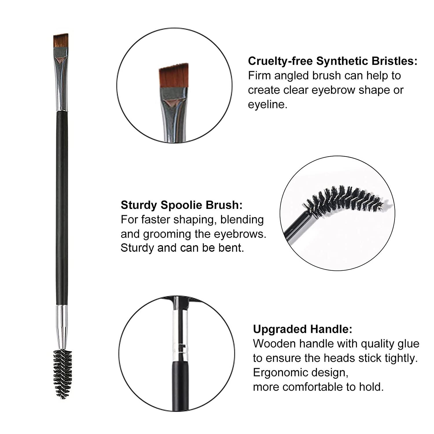 BLEGGEIT Pro Eyebrow Brush and Comb, Metal Eyelash Brush and Eyelash Comb Separator, Steel Brow