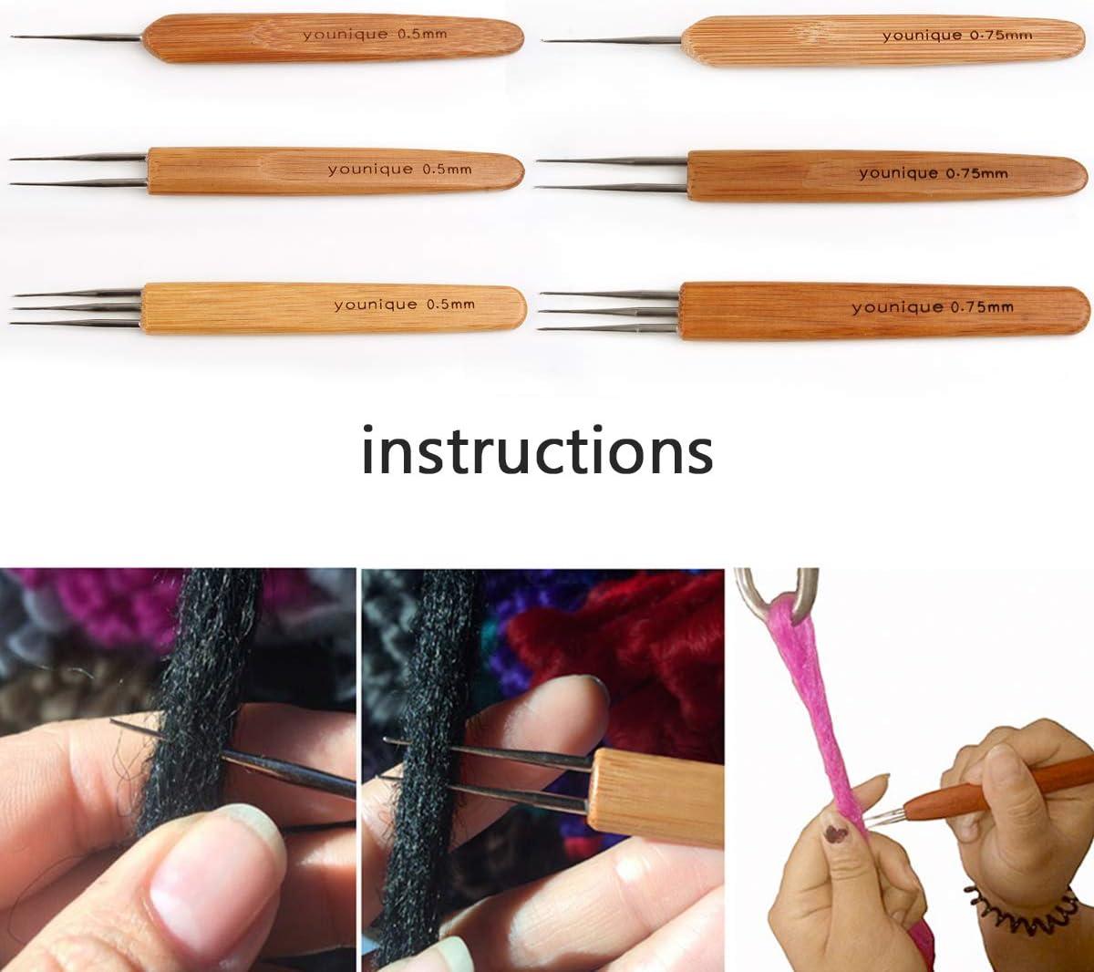 Triple Crochet Needles Bamboo Handle Micro Hook For Dreadlock Hair Making  Tools
