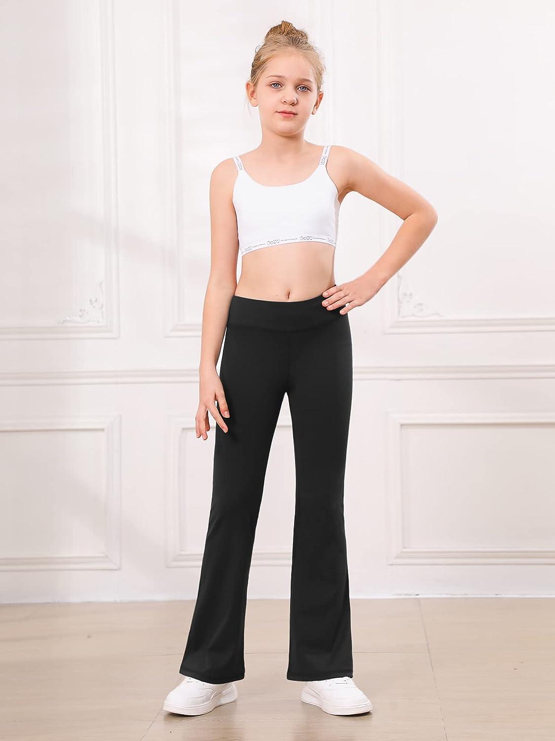 Stelle Girl's Flare Leggings High Waisted Yoga Pants Bootcut Dance Casual  Pants Activewear Kids Bell Bottoms Black 10-11 Years