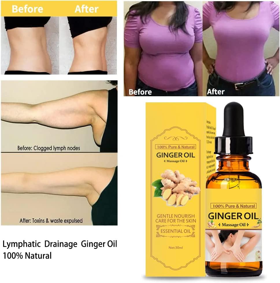7 Pack Lymphatic Drainage Ginger Oil, Belly Drainage Ginger Oil Massage