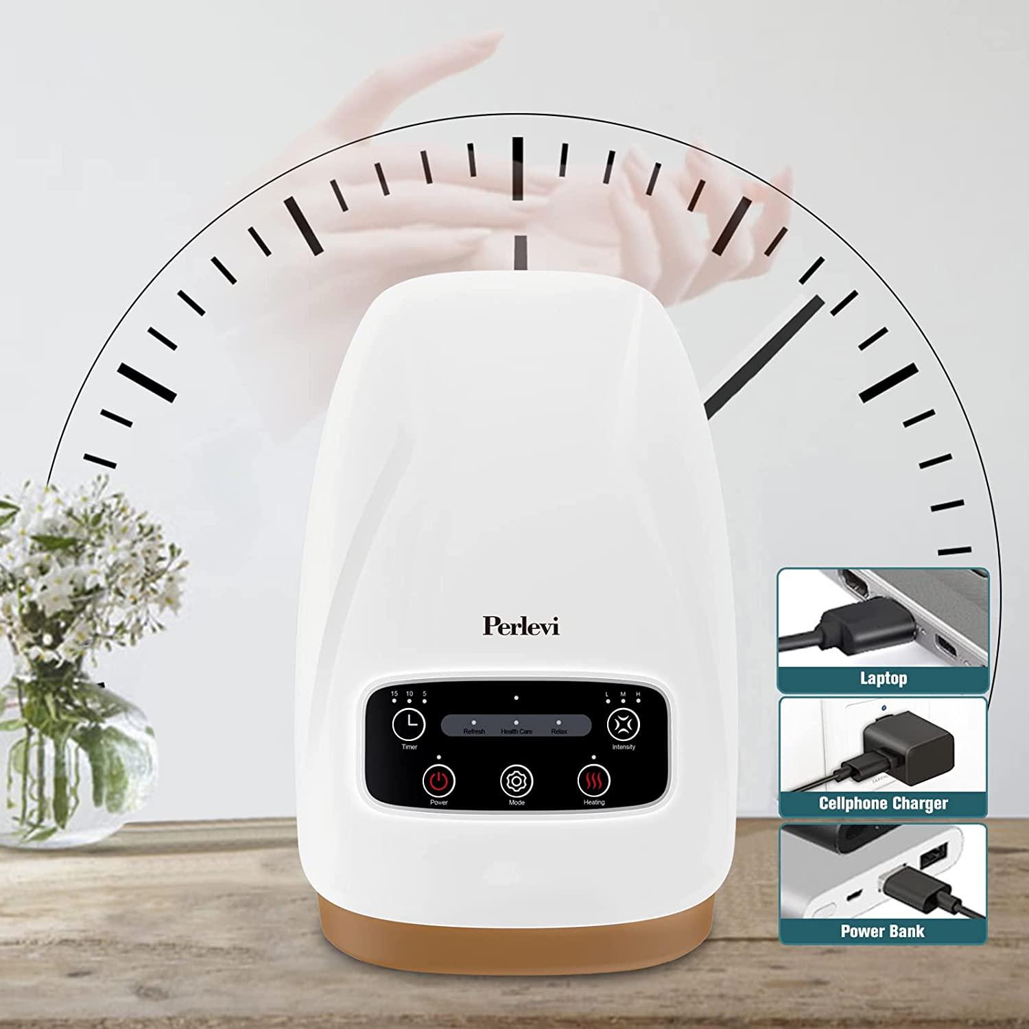 PERLEVI Electric Hand Massager Machine Cordless with Heat and Air