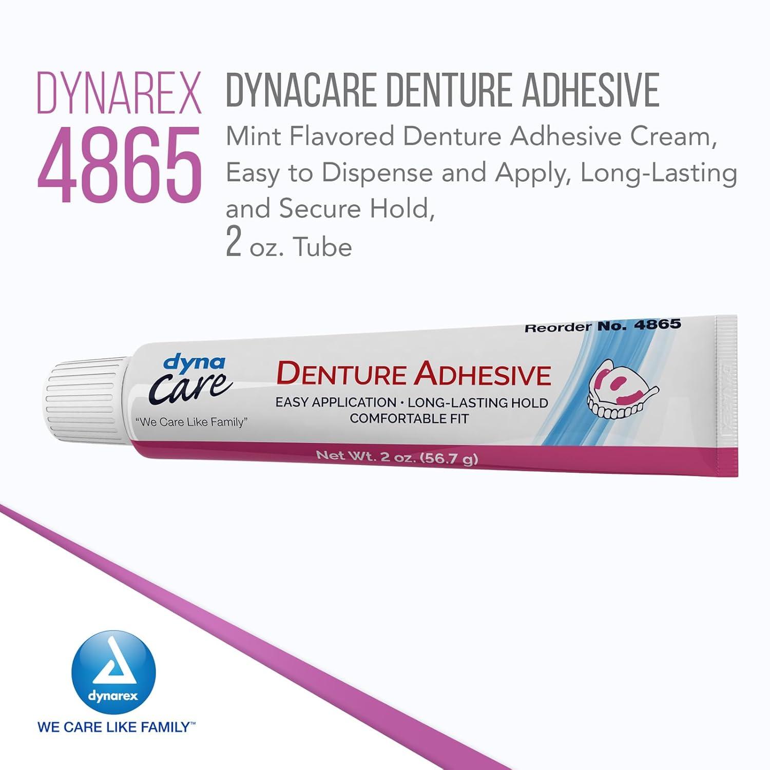 Dynarex Denture Adhesive Cream LongLasting Comfortable Fit Mint