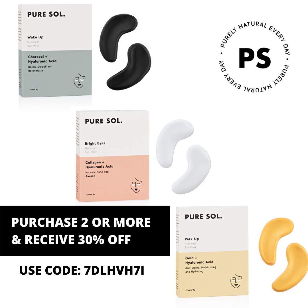 PURE SOL. Hydrogel Gold Eye Mask Hyaluronic Acid, Retinol Anti