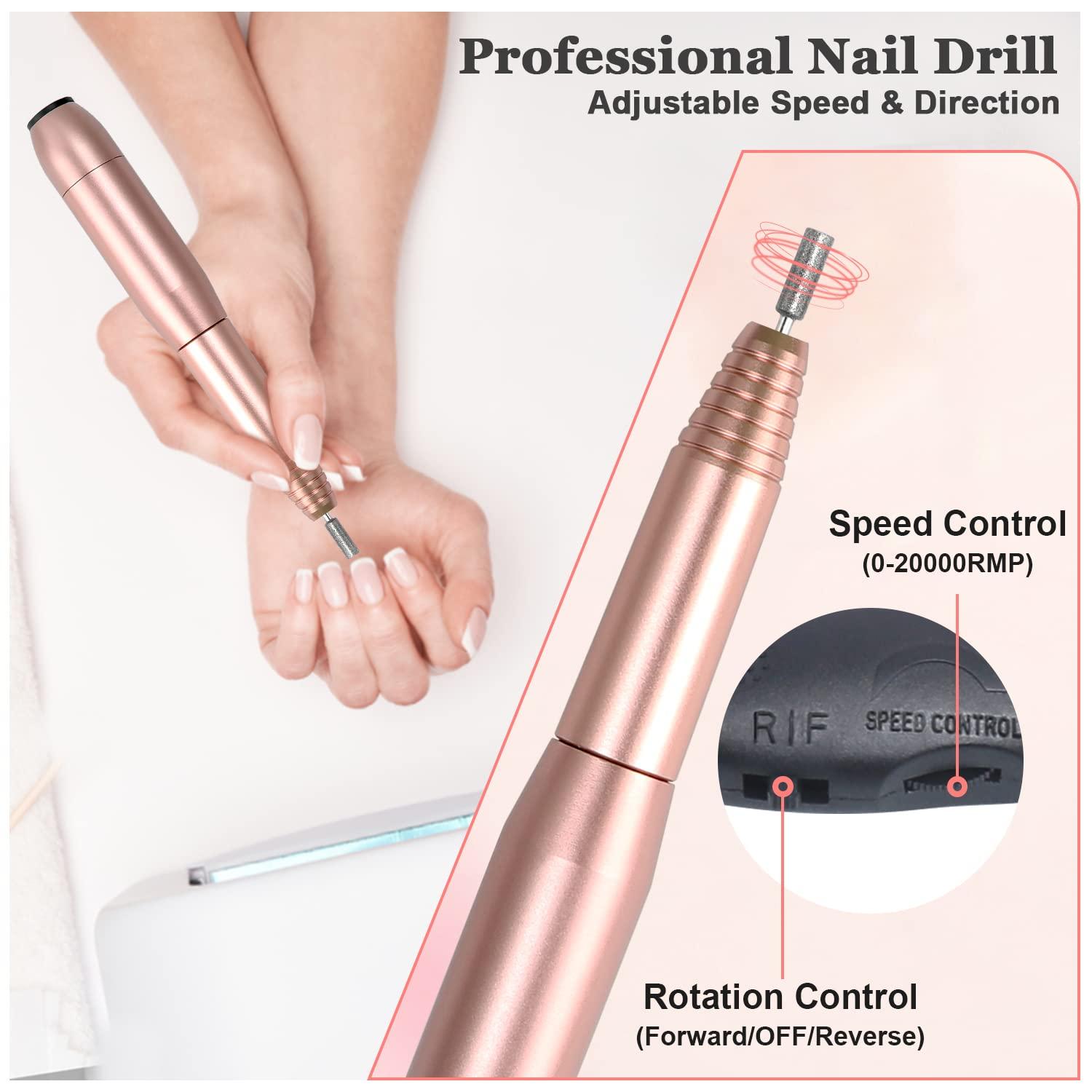 Buy Nail Drill, Electric Nail Drills for Acrylic Nails,Portable Nail File  Machine, 20000 RPMM Professional Nail Drill Kit, Gel Nails Detailing  Polishing/Removing Tool Set Beauty Attachments (Purple) Online at  desertcartINDIA