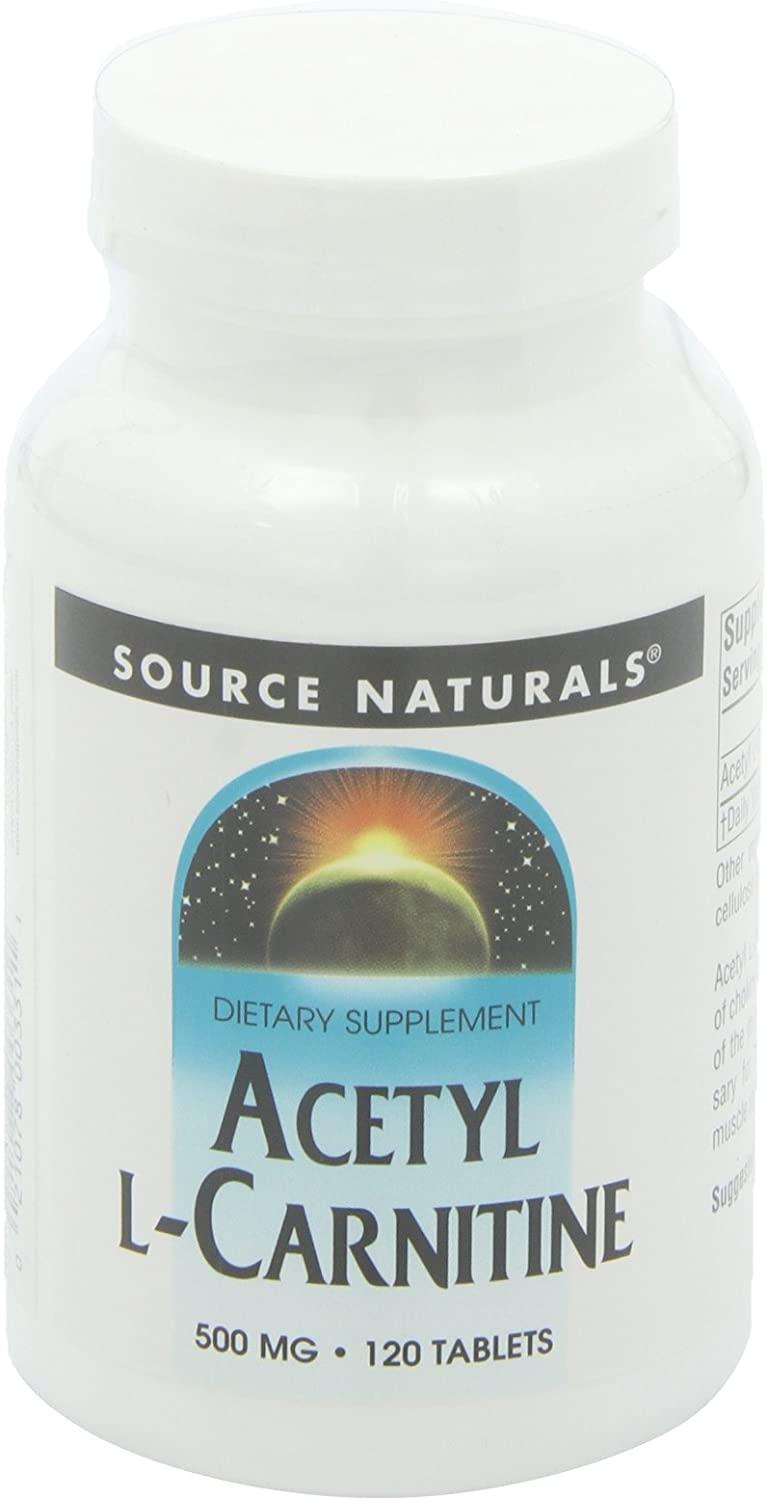 Source Naturals Acetyl L-Carnitine 500 mg - 120 Tablets for Energy & Focus  | Buy Now with Express International Delivery