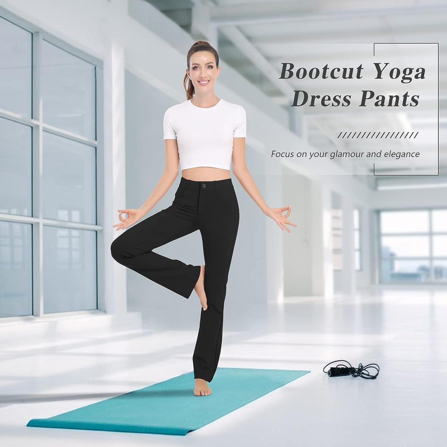HISKYWIN Womens Dress Pants Stretch Work Office Business Slacks Comfy Yoga  Golf Pants with Pockets 29'' Inseam XX-Large Black