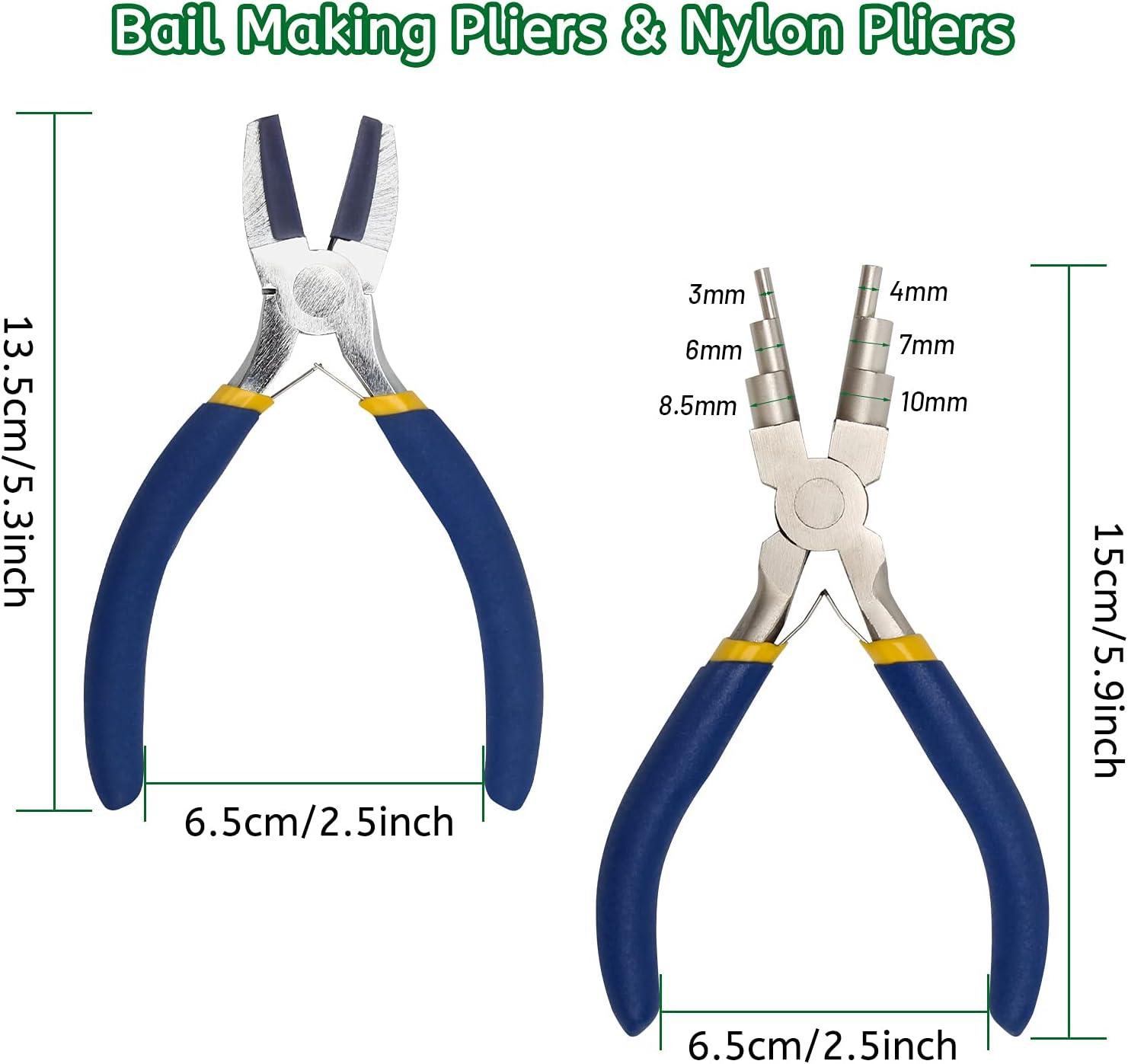 2 Packs Nylon Nose Pliers Double Nylon Pliers Carbon Steel Jewelry Pliers DIY Tools for Beading, Looping, Shaping Wire, Jewelry Making and Other