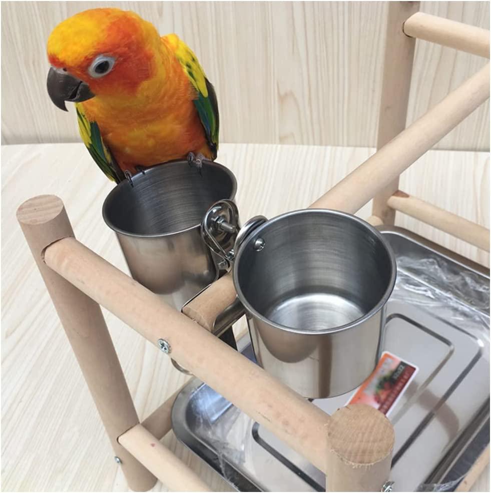 Texsens Bird Feeding Cups Stainless Steel Parrot Food and Water Bowls