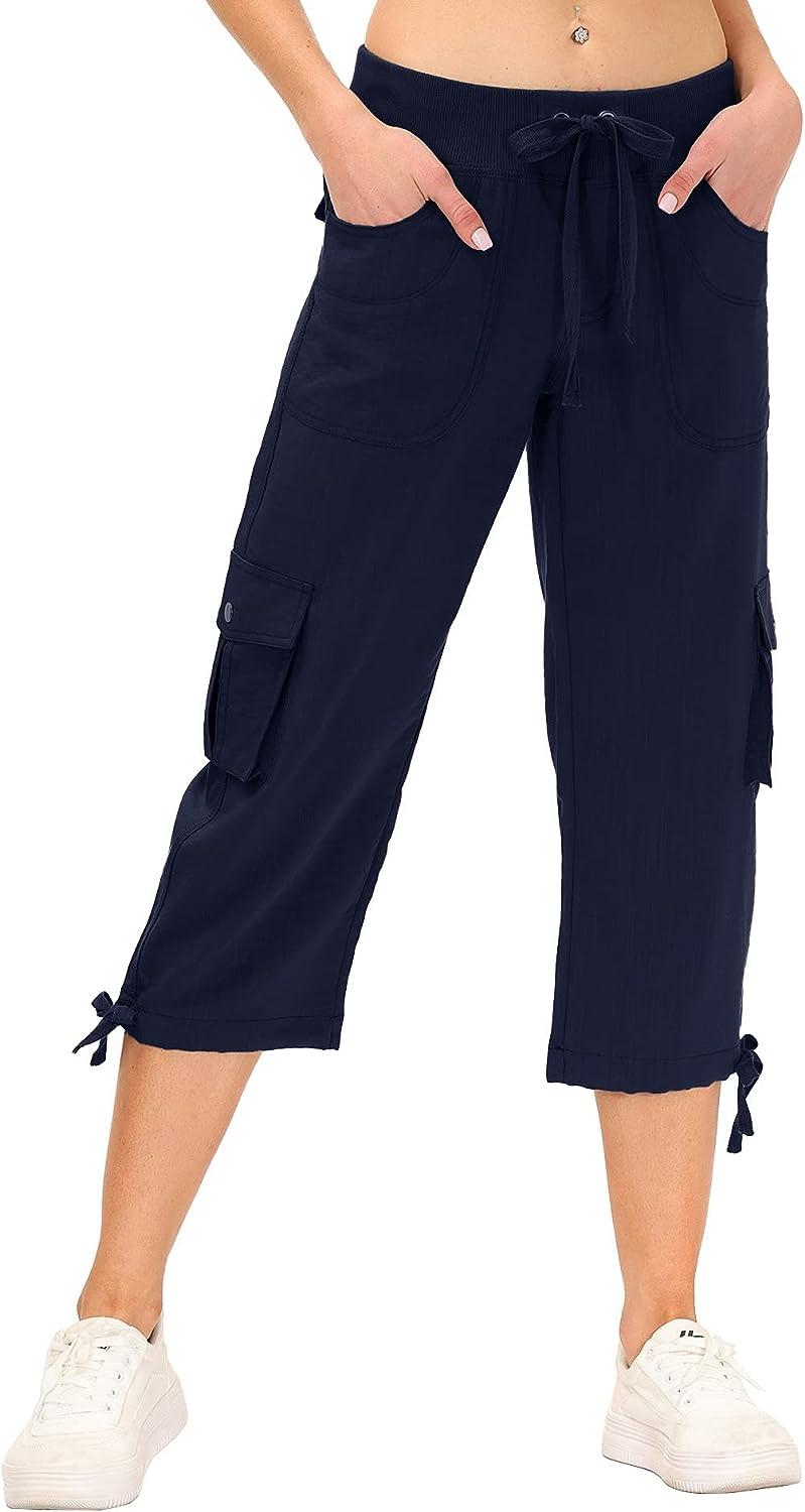 MoFiz Women's Cargo Capris Hiking Pants Lightweight Quick Dry