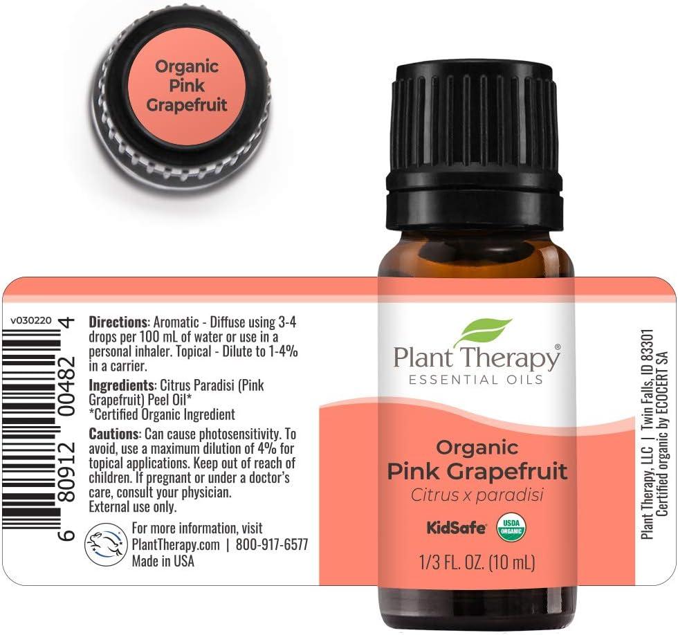 Plant Therapy Organic Pink Grapefruit Essential Oil 10 mL (1/3 oz) 100%  Pure, Undiluted, Therapeutic Grade 0.34 Fl Oz (Pack of 1)