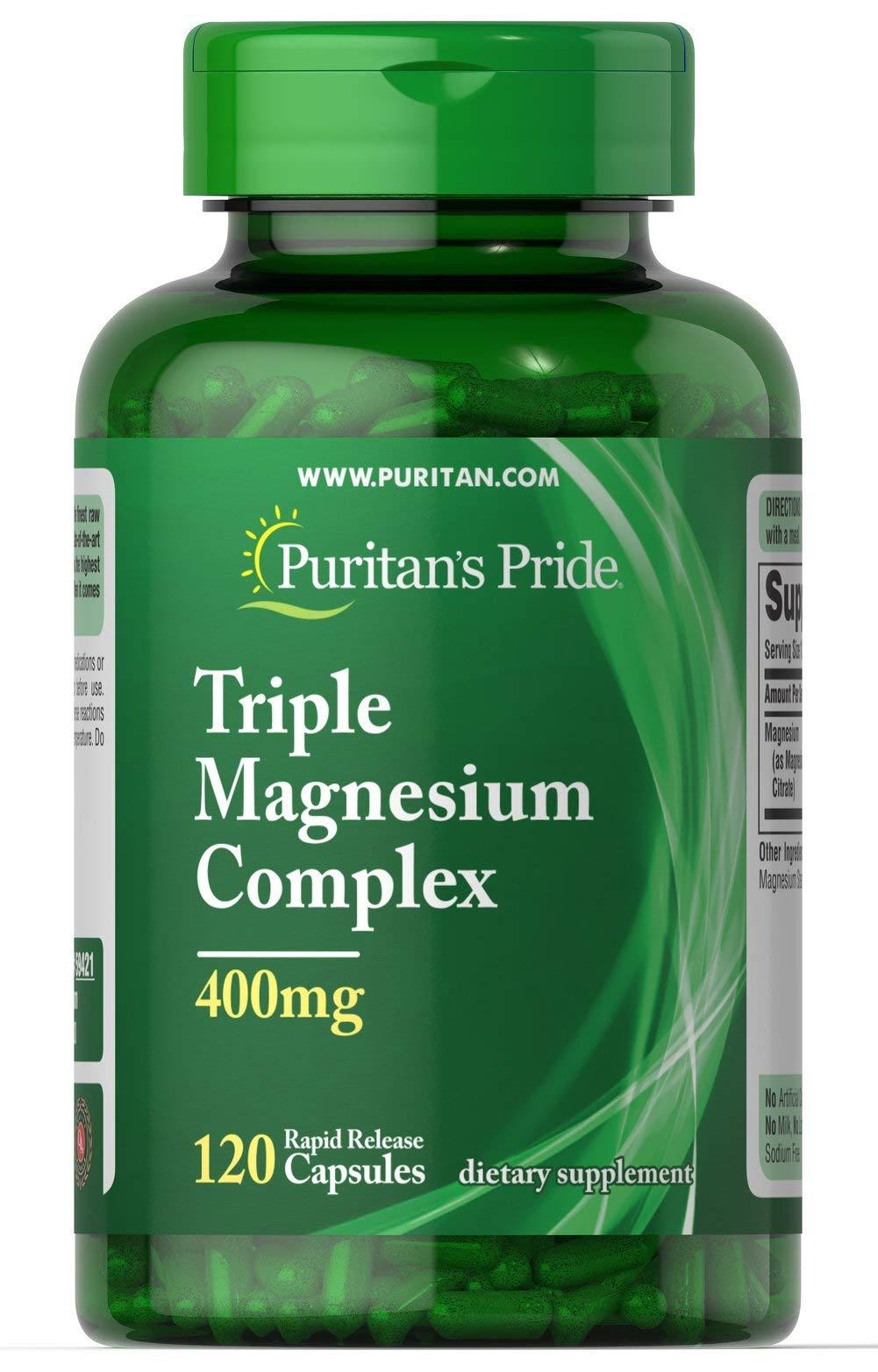 Puritan's Pride Triple Magnesium Complex 400mg 120 Capsules Essential