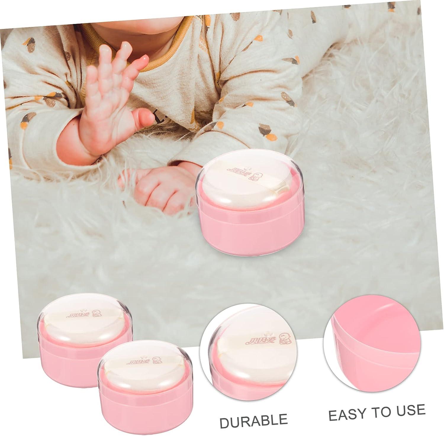 GLSTOY 2pcs Pink Baby Powder Puff Box Body Powder Container Set for