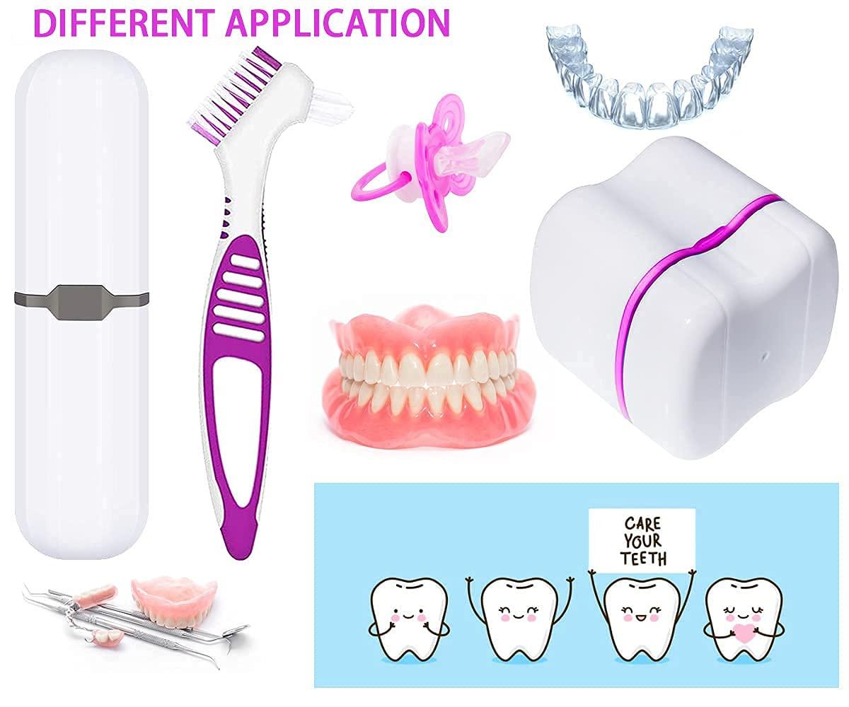 Denture Bath Cases with Denture Cleaner Brushes Denture Cups Denture