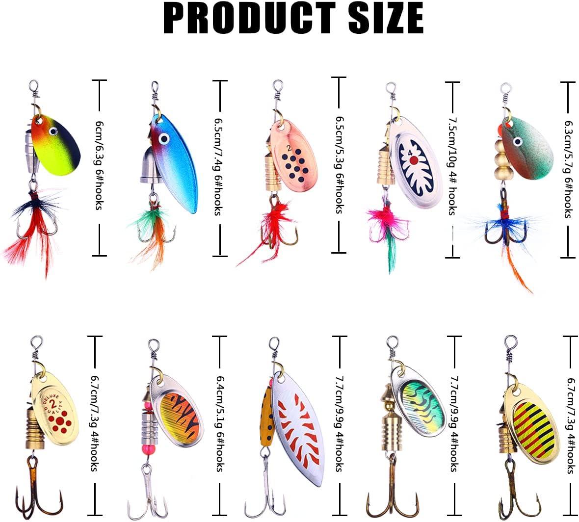 HENGJIA Trout Lures Spinner Baits with 2 Spoons, Rosster Tail Fishing  Lures, Spinnerbait for Bass Fishing Lures Kit for Trout, Pike, Steelhead  Freshwater Saltwater C-10PCS