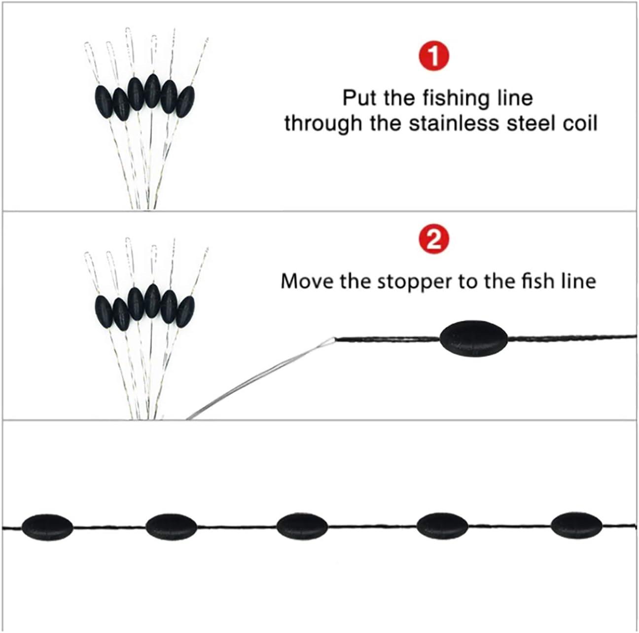 YOTO 300 Pieces Rubber Bobber Stops,6 in 1 Float Sinker Stopper,Oval Shape  Column Shape Weight Stops Available Medium Oval Shape