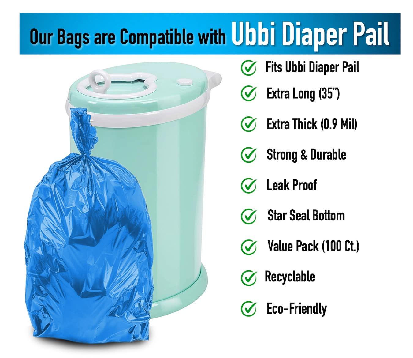 Disposable Diaper Pail Refill Plastic Bag (100 count) Compatible