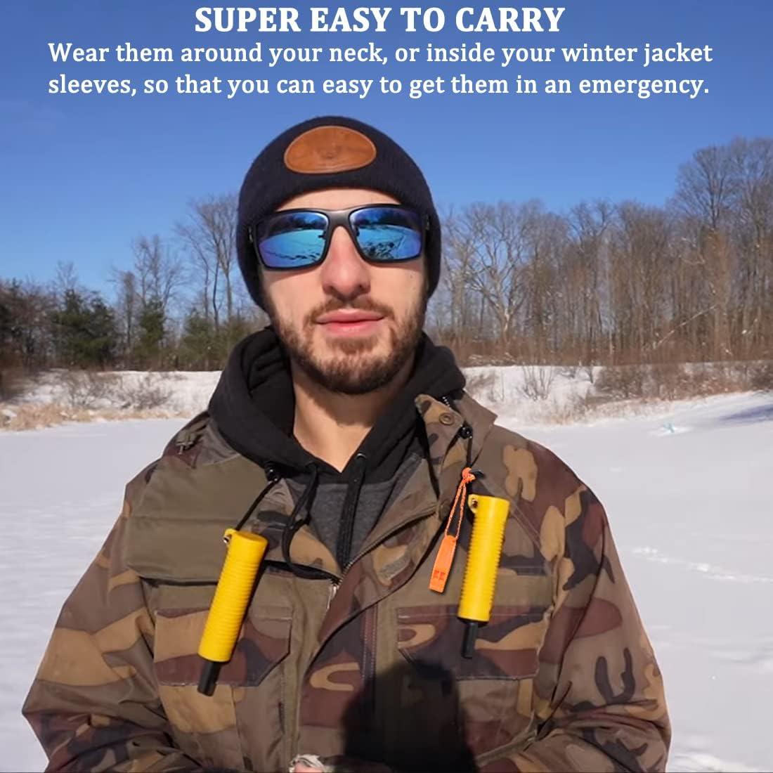 Huntury Retractable Ice Safety Pick for Ice Fishing, Ice Skating, Ice  Safety Spikes, Ice Fishing Safety Kit, Ice Fishing Accessories, Ice Safety  Gear