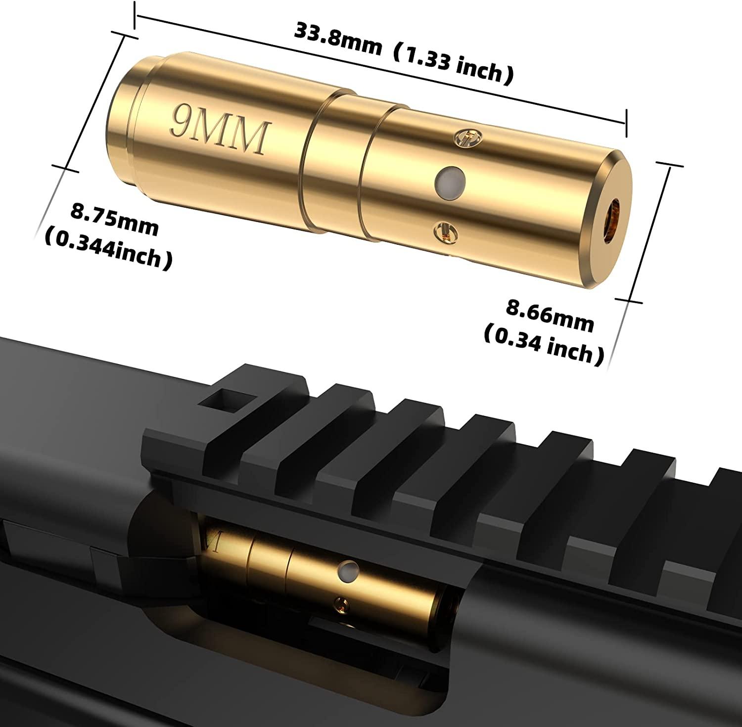 EZshoot 9mm Bore Sight Red Dot Laser Boresighter with 3 Batteries