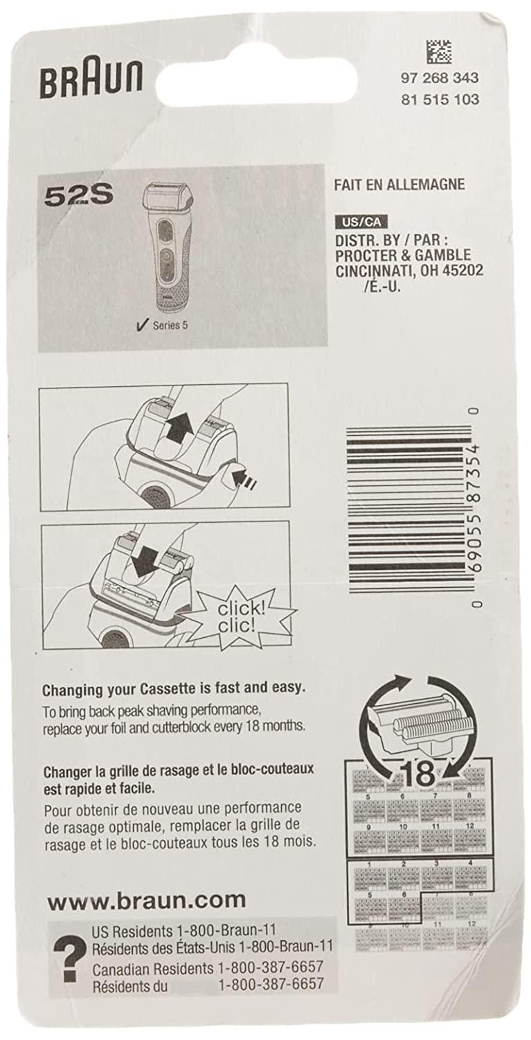 Braun Series 5 52S Electric Shaver Head Replacement Cassette Silver