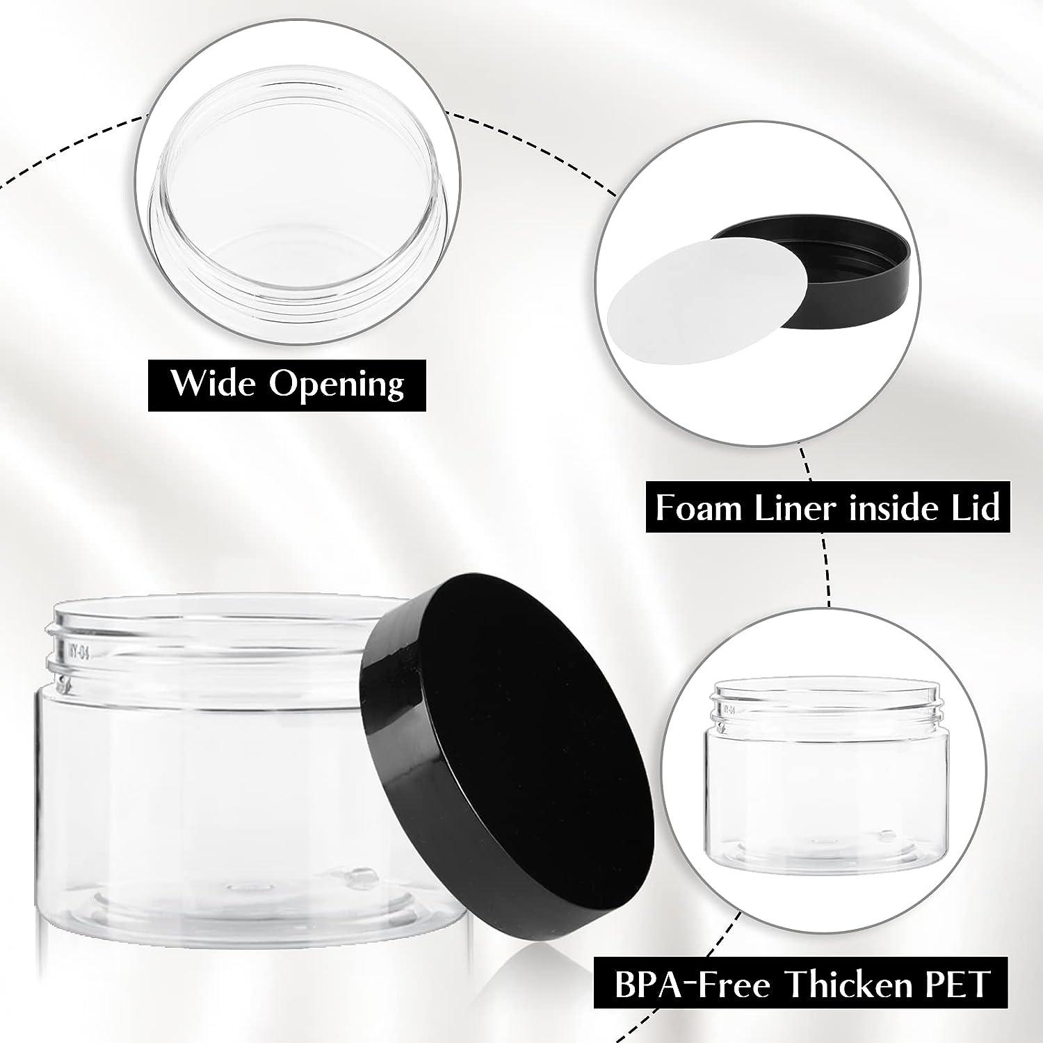 4 oz Plastic Jars with Lids - Lotion and Cosmetic Containers with Lids-  Empty 12