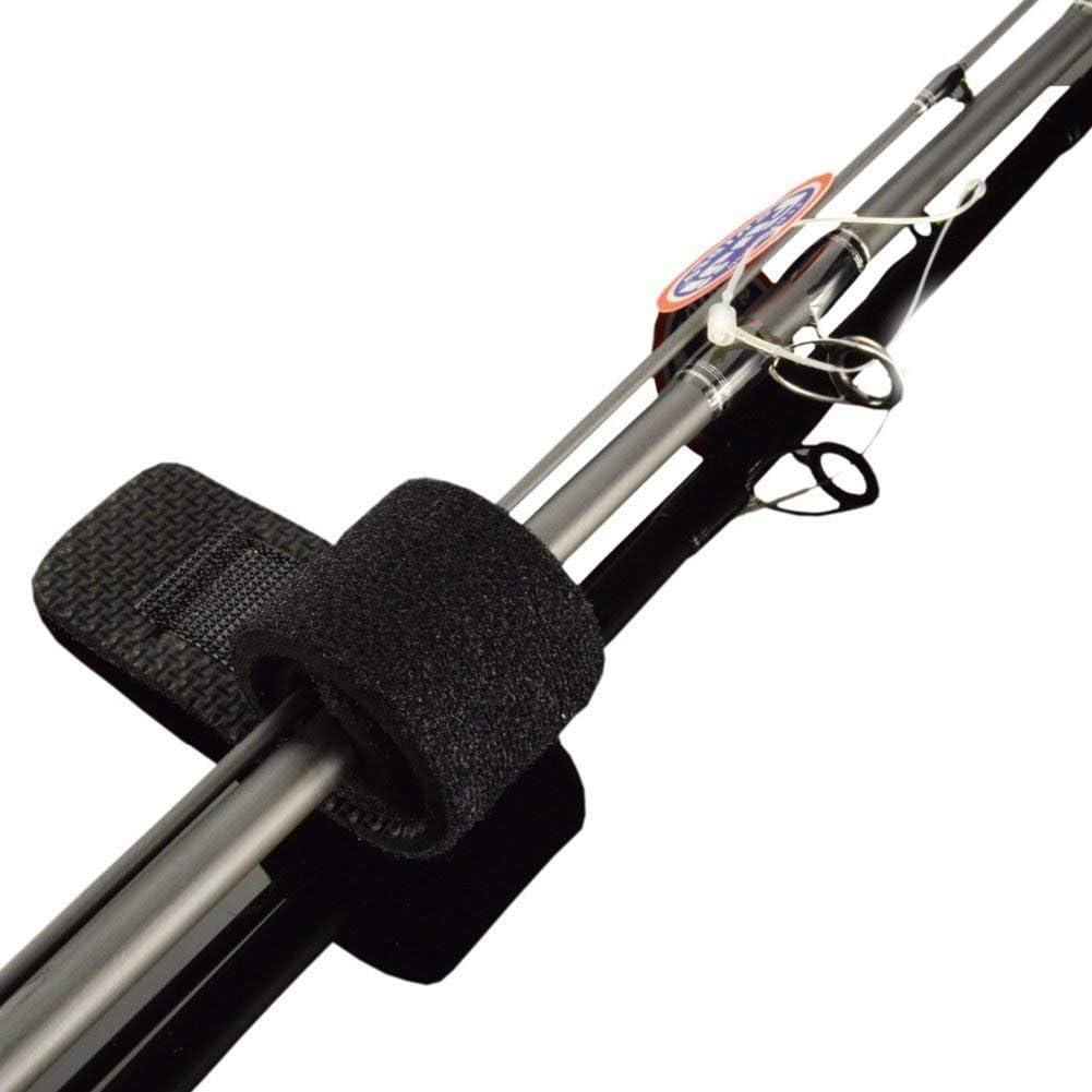 Lix&Rix Fishing Rod Straps Magic Tape Stretchy Fishing Pole Belts Black  Black--6pcs