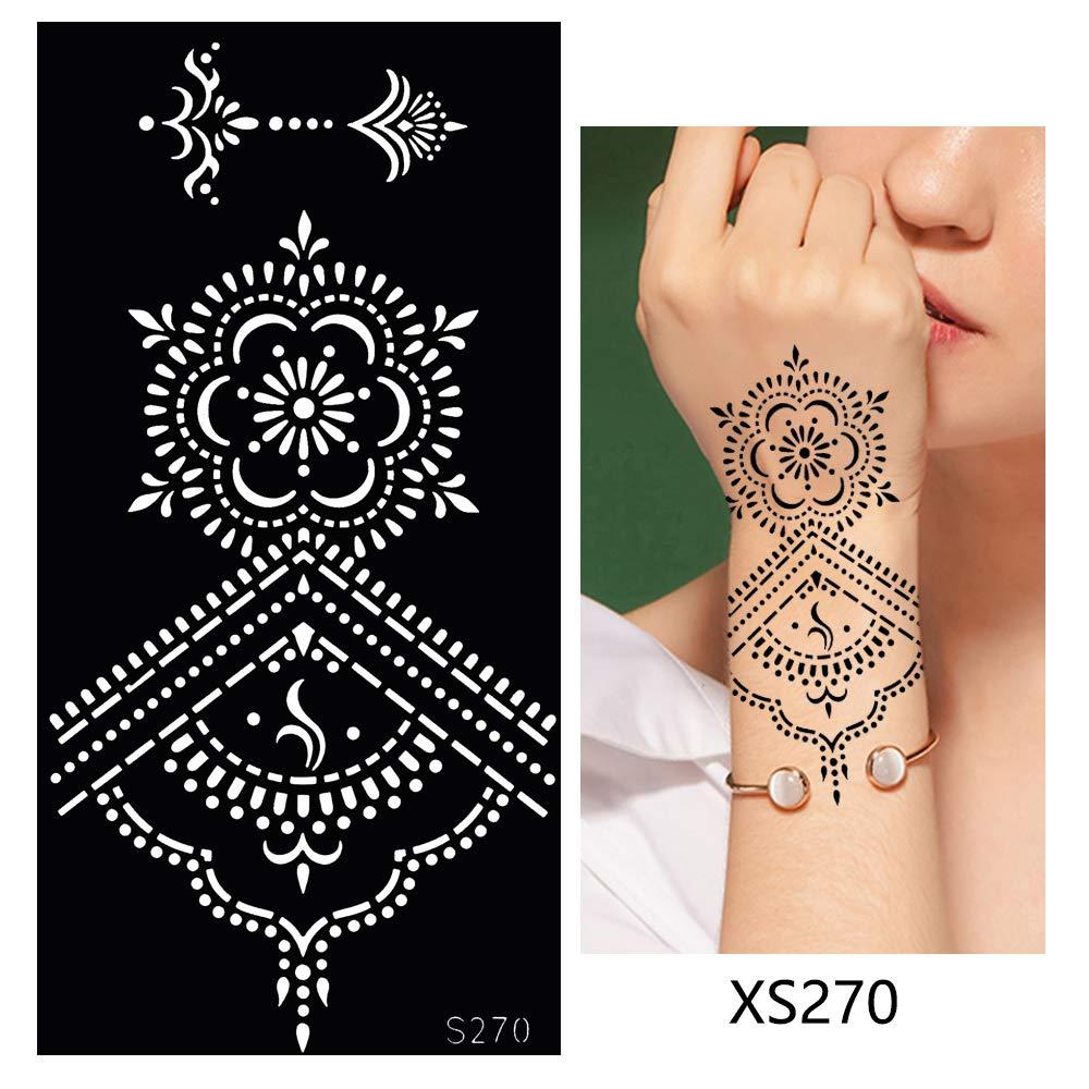 Glaryyears Temporary Tattoo Stencil - 8 Sheets Henna Template for Women ...