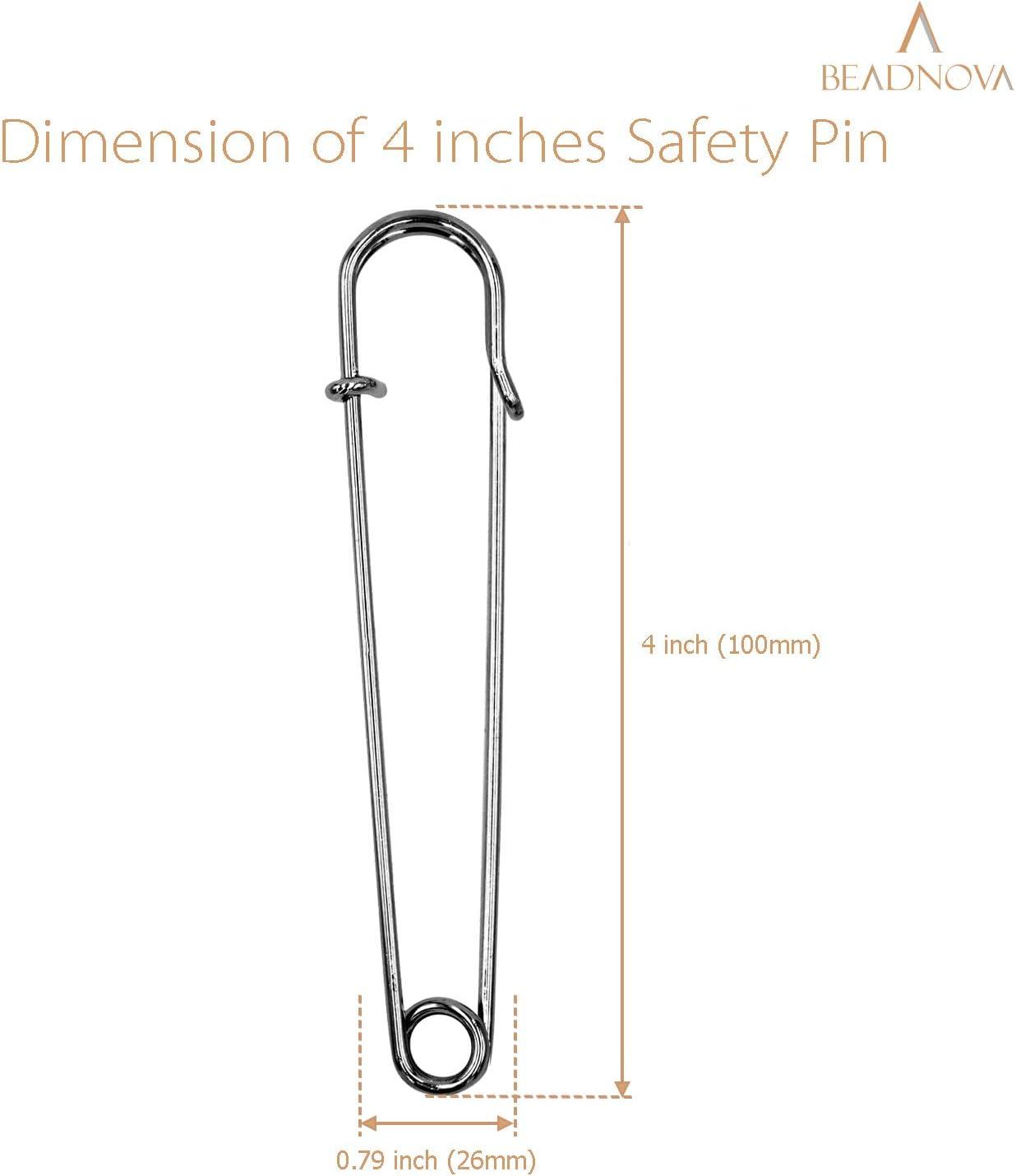 BEADNOVA Large Safety Pins Nickel Finish Clothing Pins Safety