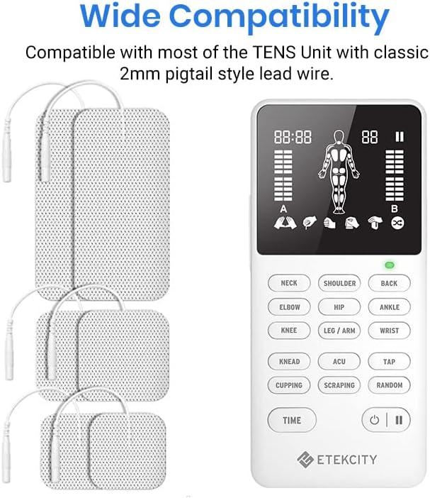 Etekcity TENS Unit Replacement Pads Electrodes for Back Pain Relief  Self-Adhesive & Gel Free for Electrotherapy White (Pack of 16)