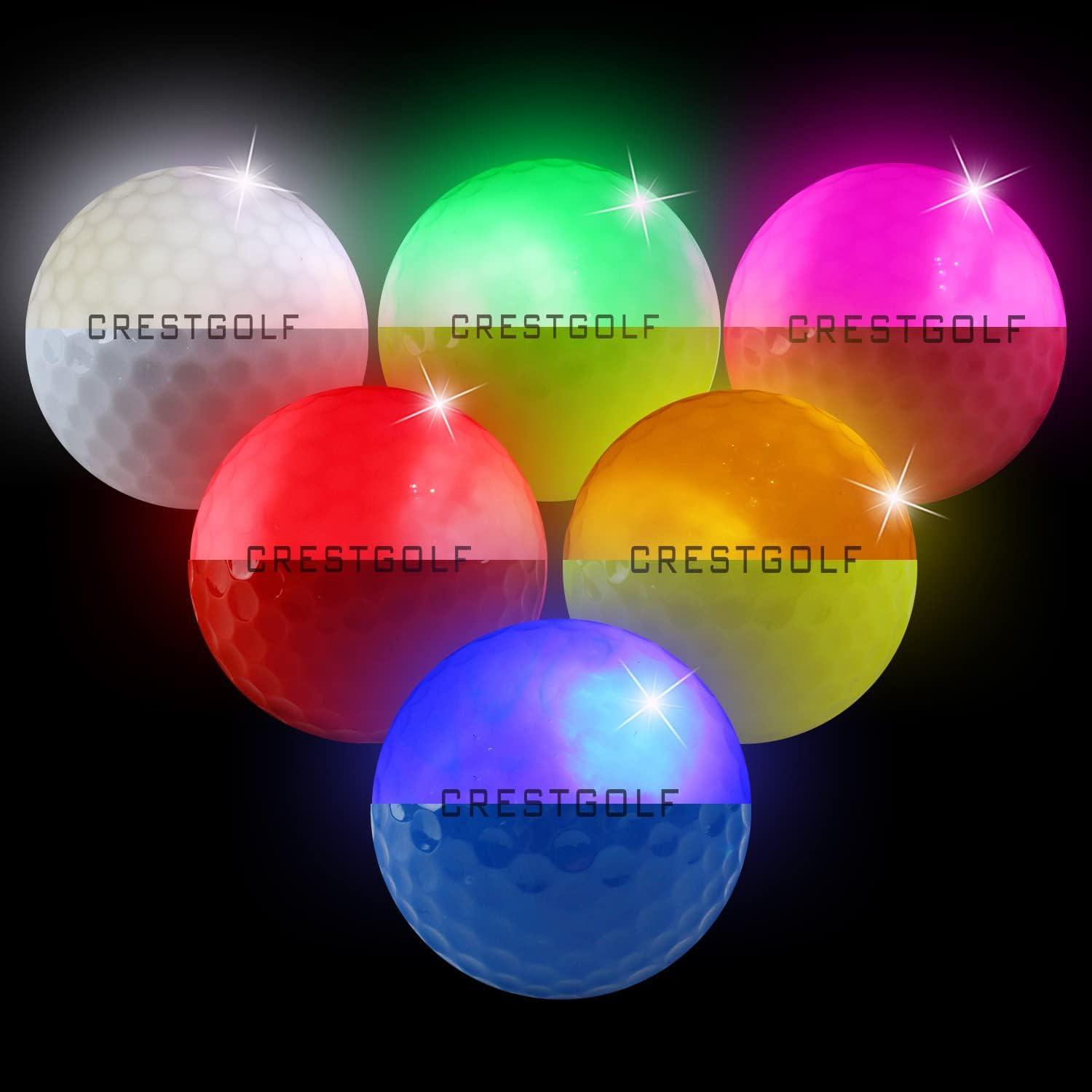 Crestgolf 4 Builtin Lights Glow Golf Balls 300hr Lighting Time Glow in The Dark Golf Balls