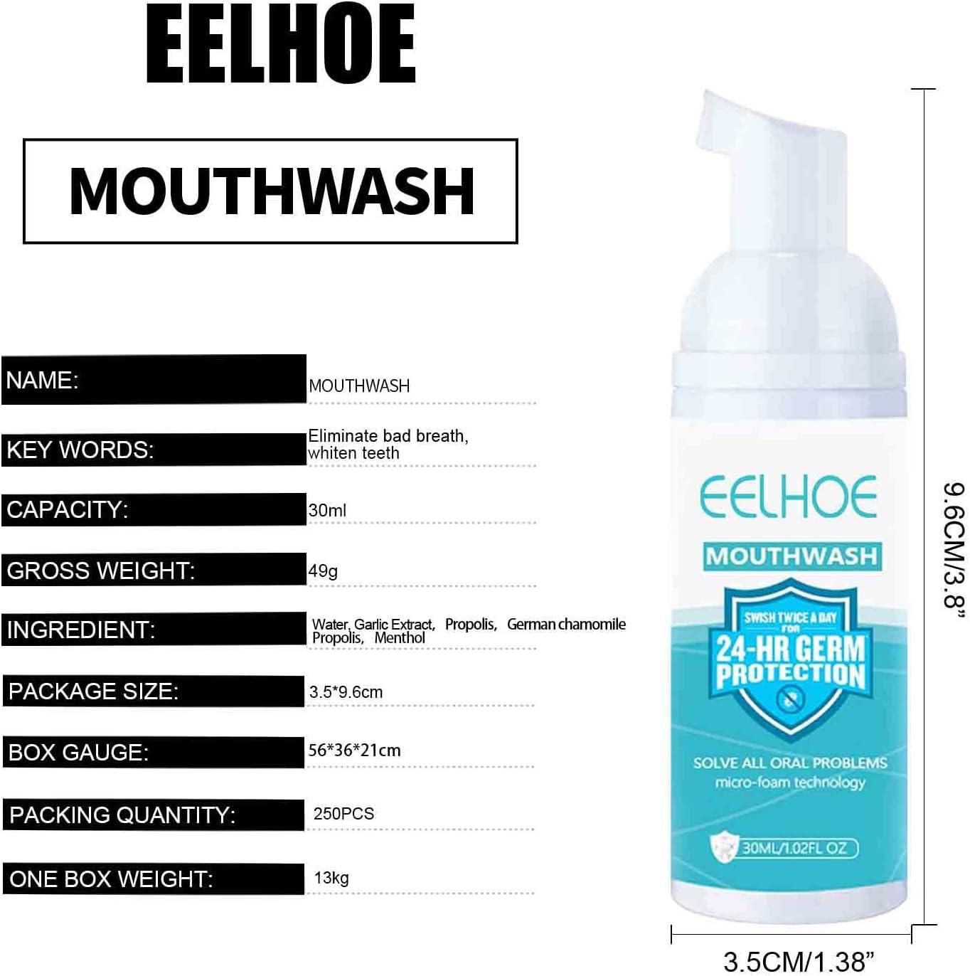 EELHOE Teeth Whitening Foam Toothpaste Stain Removal Mouthwash 30ml