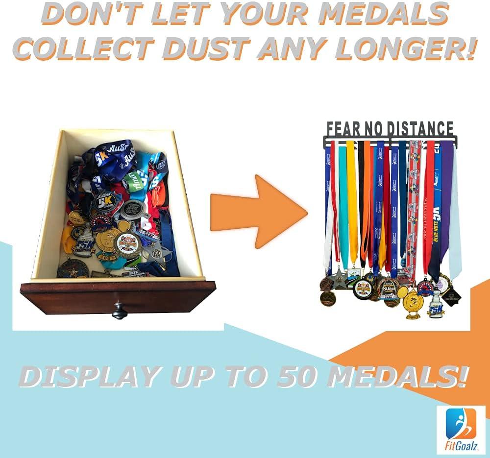 FitGoalz Custom Race Medal Display Rack - Medal Holder for Marathon ...