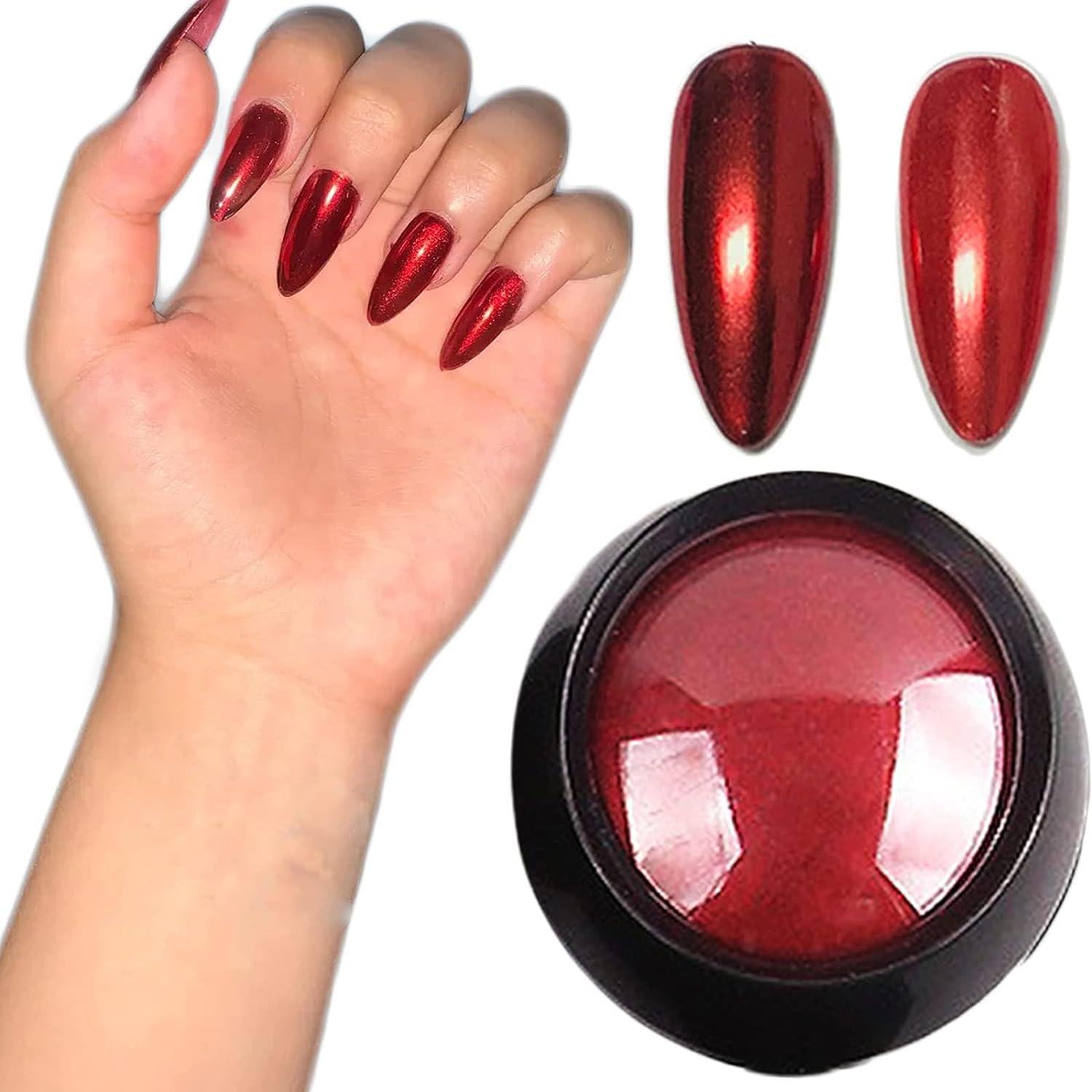  2 Boxes Red Chrome Nail Powder, Red Black Gradient Mirror  Effect Aurora Magic Pearlescent Nail Powder Pigment, High Gloss Glitter  Nail Art, Holographic Chameleon Dust for Manicure Decoration : Beauty 