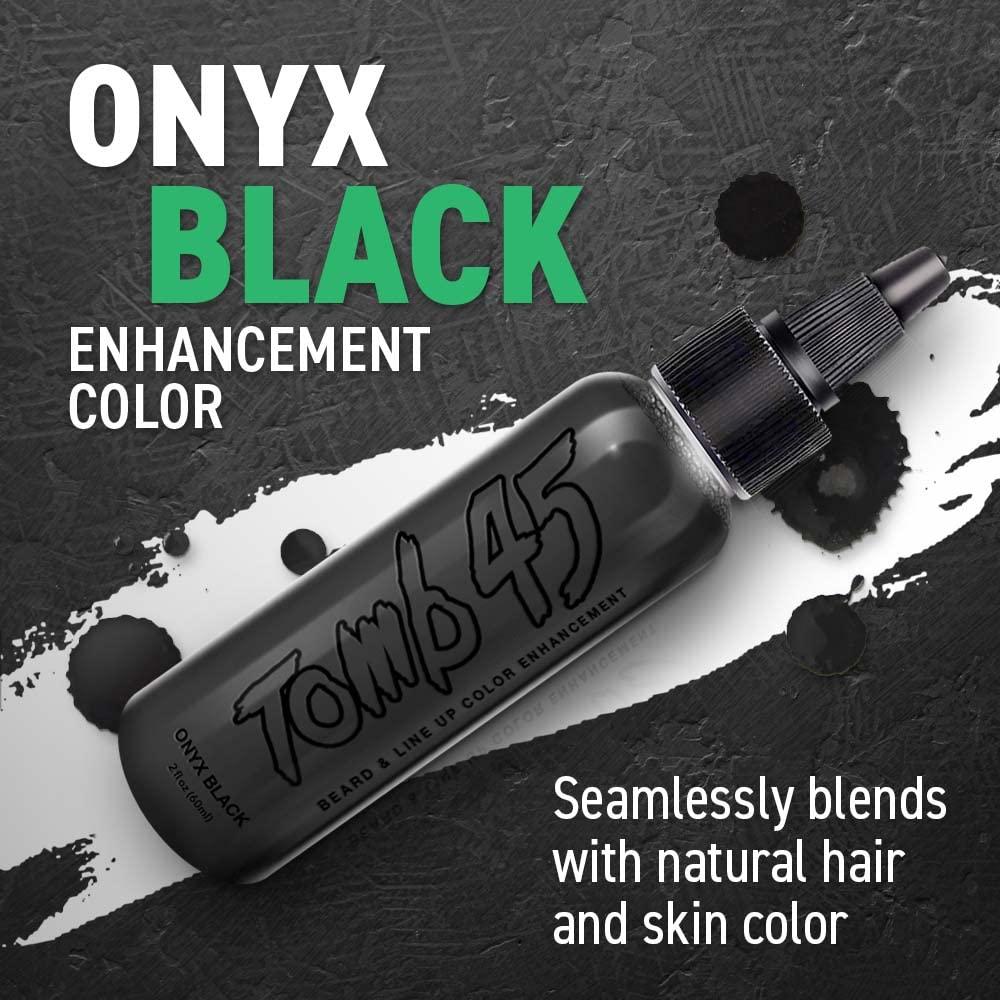 Tomb 45 NO DRIP Enhancement Color (Onyx Black) | Hair Enhancer For Beard &  Lineup | Water Resistant Hairline Filler Spray | Barber Beard Liner For