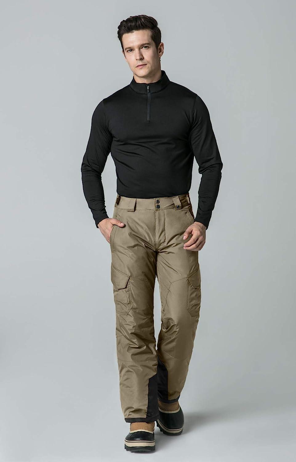 TSLA Men's Winter Snow Pants, Waterproof Insulated Ski Pants, Ripstop Windproof Snowboard Bottoms, Cargo Snow Bottom Blue, Large＿並行輸入品 TSLA Mens X-LARGE Ski Snowboarding Navy Blue Waterproof Insulated