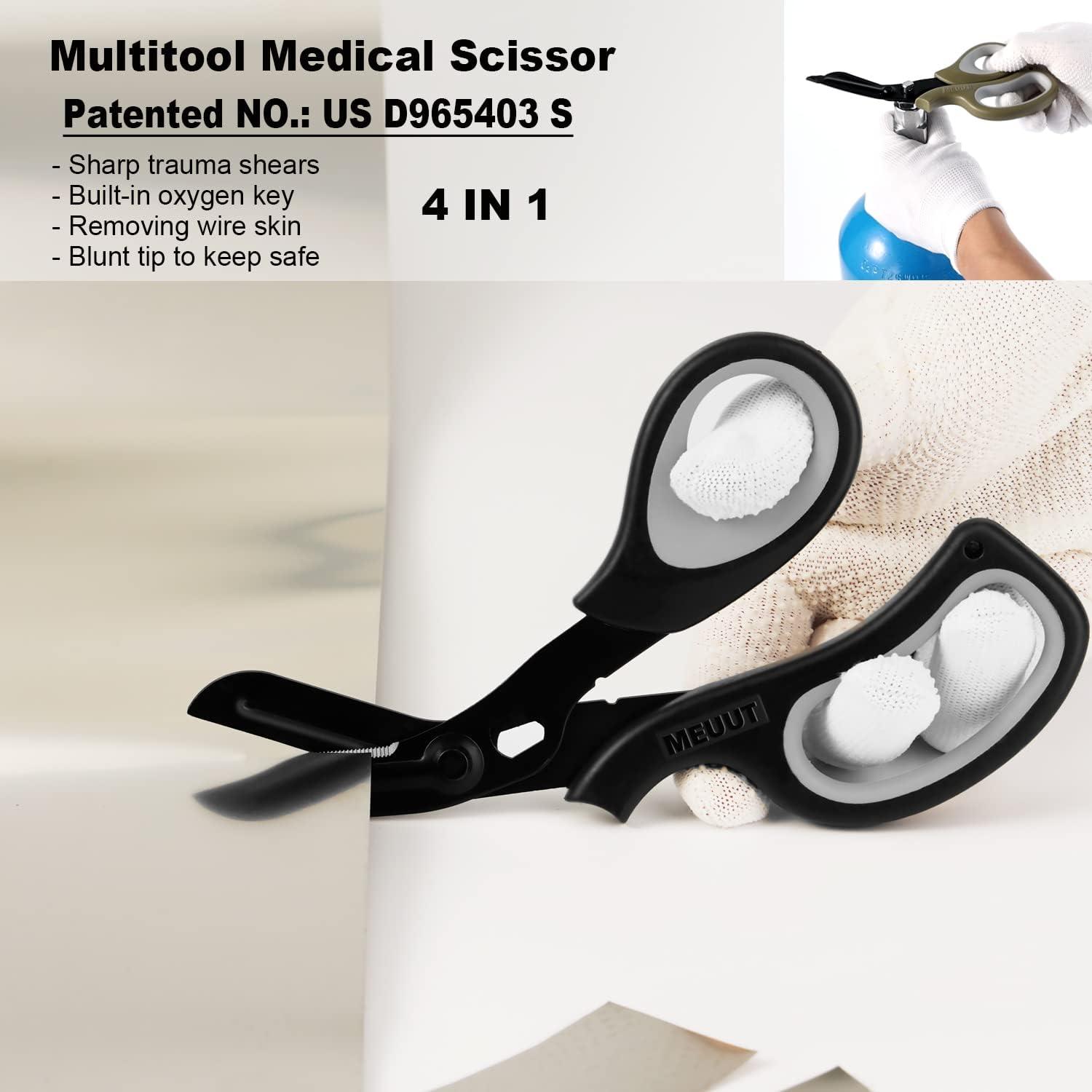 MEUUT 3 Pack Penlight & Medical Scissors One 8 Inches Patented Trauma