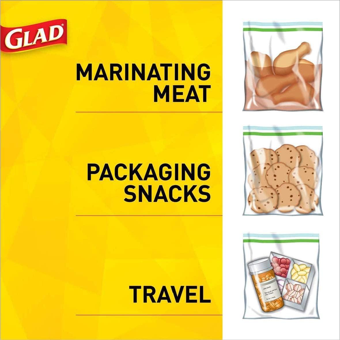 Glad Trash & Food Storage Zipper Food Storage Plastic Bags - Quart - 50  Count, Pack of 4 (Package May Vary), Clear (79106)