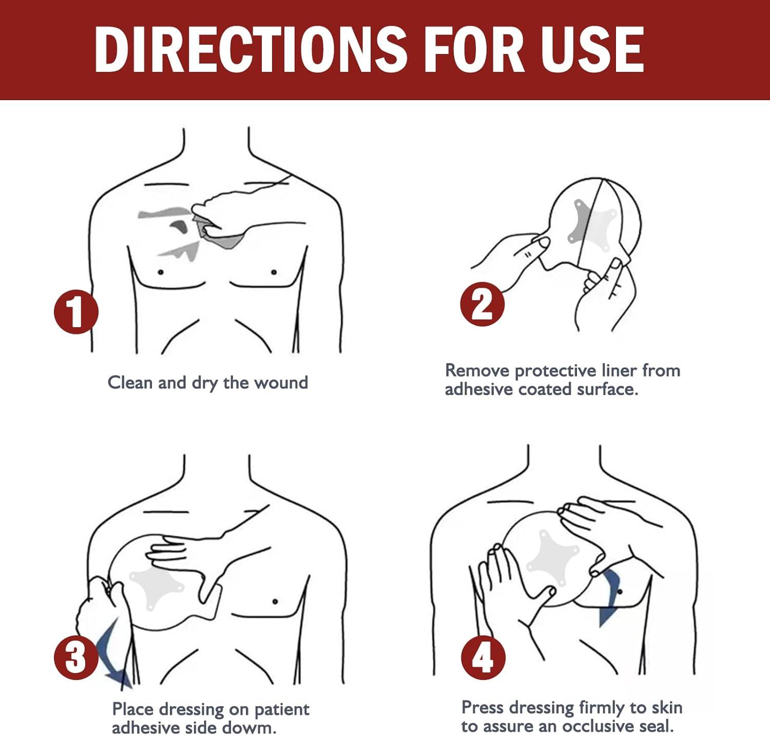 Vented Chest Seals for Open Chest Injuries - 2 Pack | IFAK Trauma Kit ...