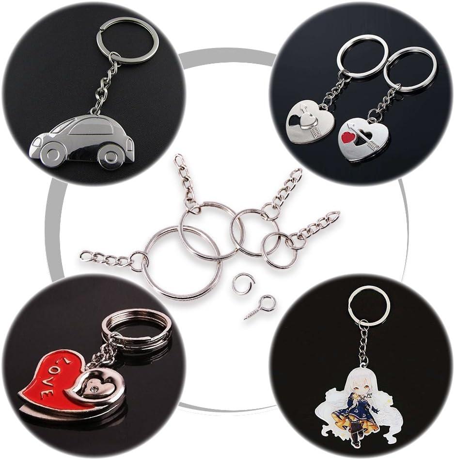 100Pcs Keychains with Chain and 100Pcs Jump Rings Keychain Rings Kit  Keychain Findings Bulk for Keychain Making DIY Crafts
