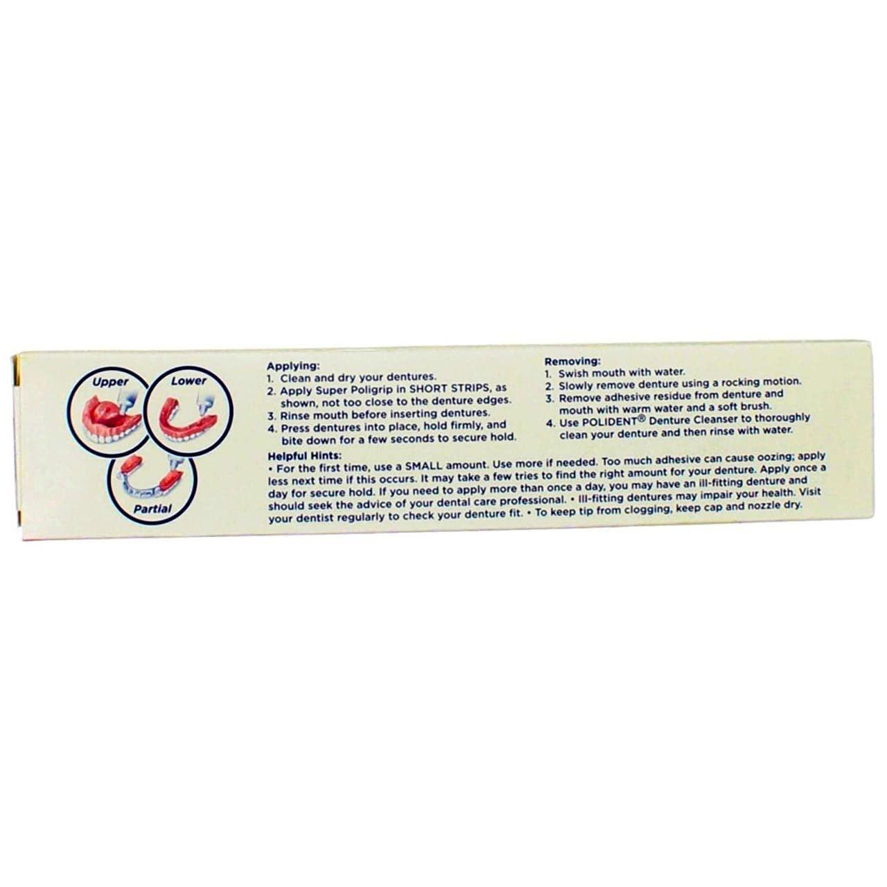 SUPER POLIGRIP Denture Adhesive Cream Original 2.40 oz (Pack of 6)