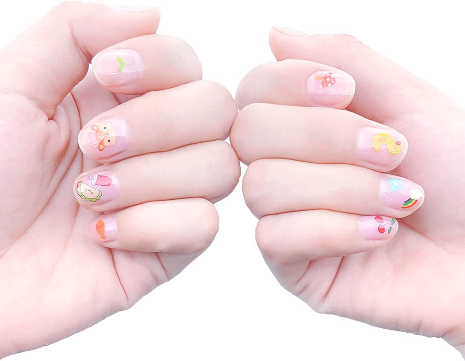 IHUKEIT 10 Sheets Cute Nail Stickers for Kids Including Animals Fruits