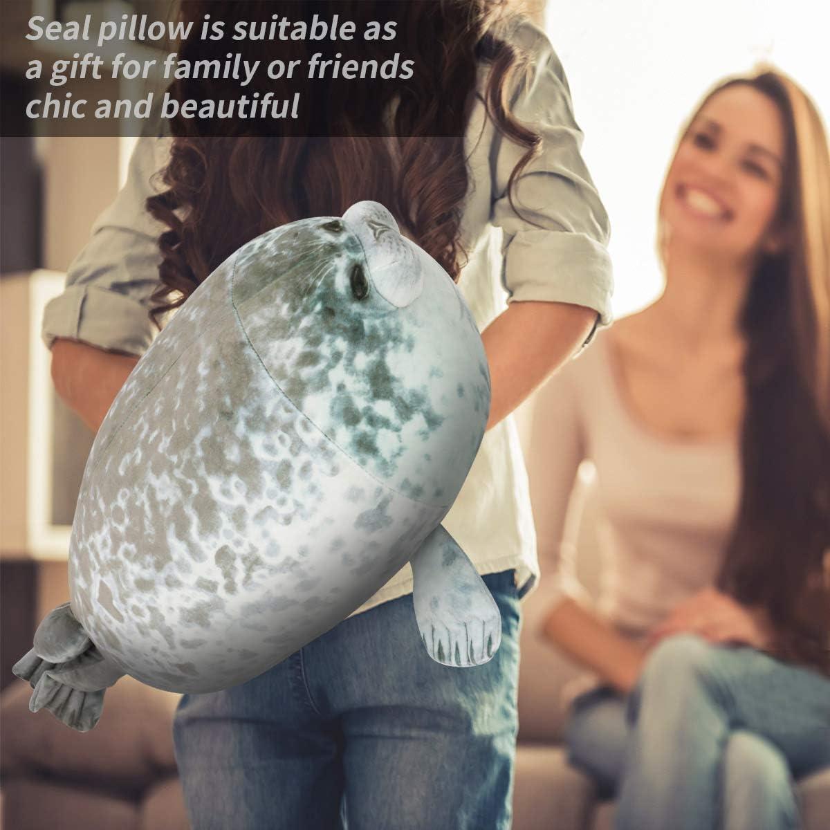 Cute Chubby Blob White Seal Plush Pillow,Stuffed Animal Seal Plushie Toy Cotton Plushy Ocean Gray 16 Inch - View #6