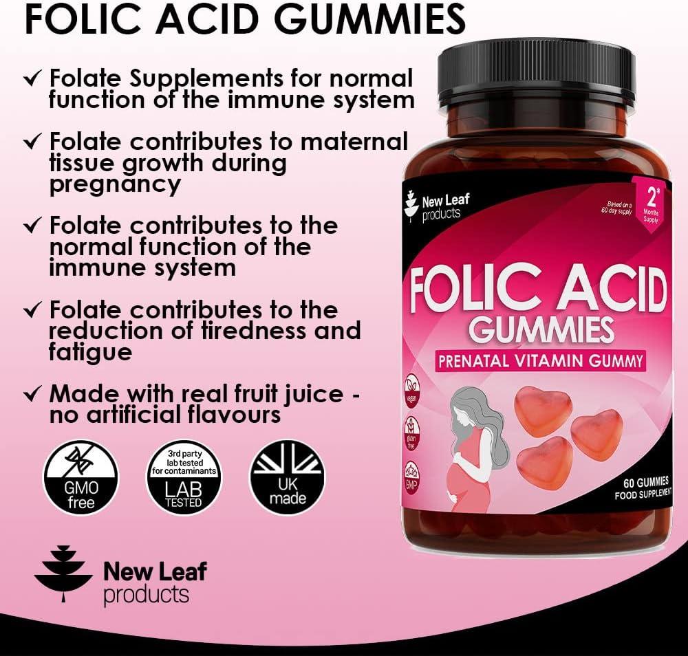 Folic Acid Pregnancy Gummies High Strength Folate Vitamins Chewable