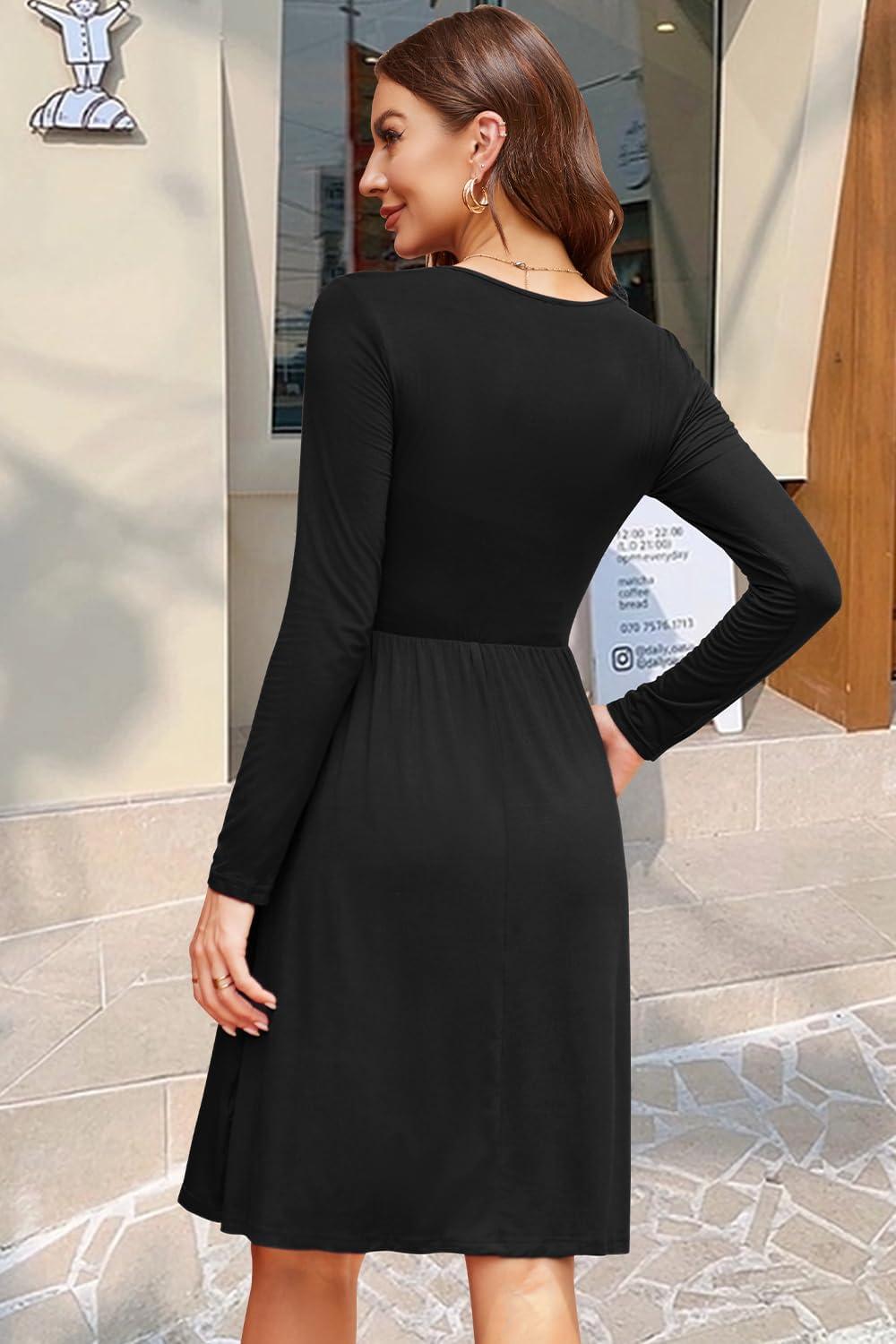 OUGES Womens V-Neck Maternity Nursing Dress with Pockets - Long/Short  Sleeve Casual Floral Gown - Black | Buy Now with Express International  Delivery | GoSupps.com