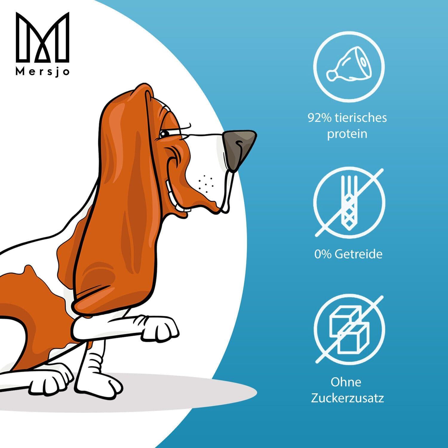 MERSJO Katzenleckerli 92% Fleischanteil - Getreidefrei Ente & Kabeljau 10x50g