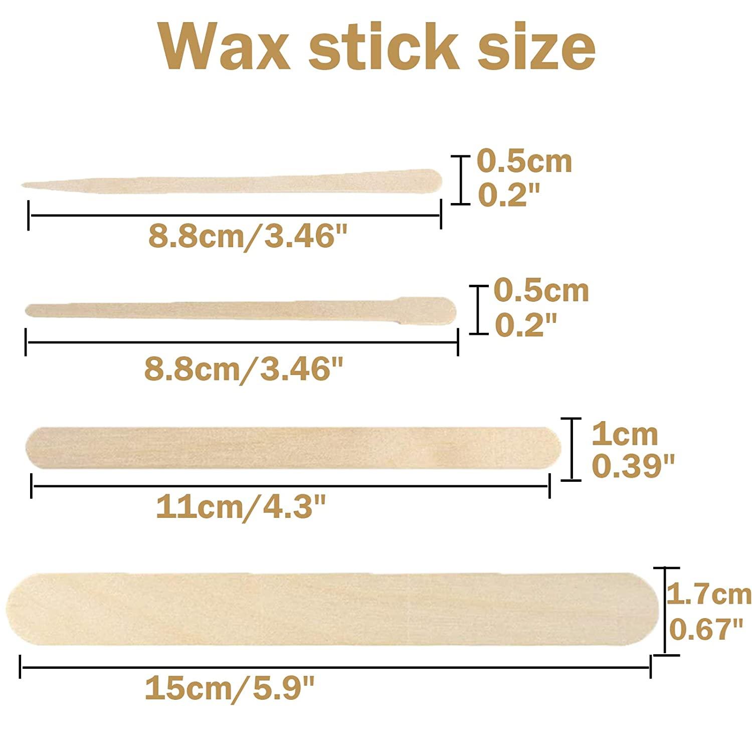 Wooden Wax Sticks 400pcs Wax Spatulas Applicator for Body Eyebrow Legs Face  and Small Medium Large Sizes, 4 Style Assorted Wooden Waxing Sticks for  Hair Removal or Wood Craft Sticks 1 Count (