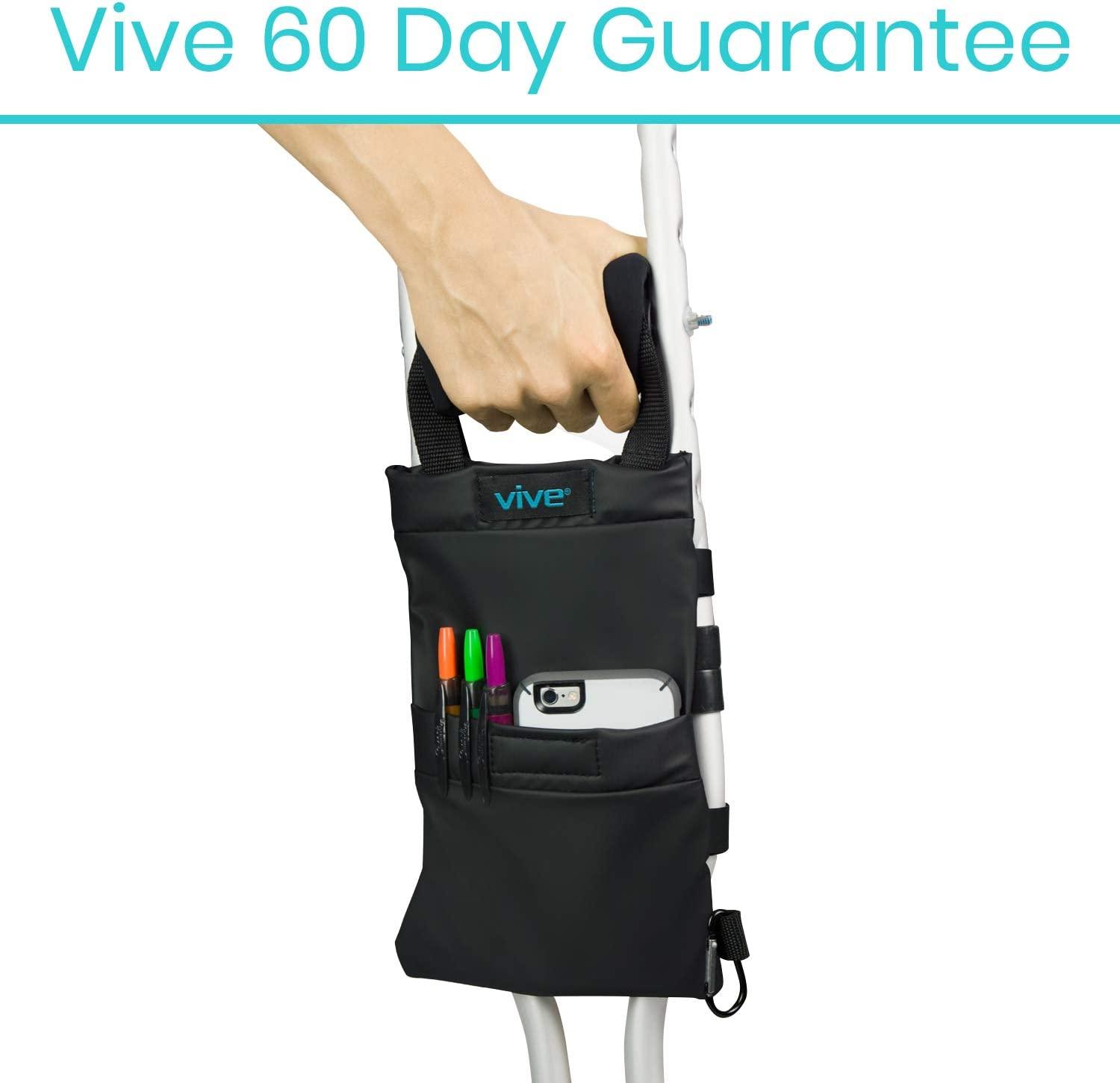 Vive Crutch Pouch Bag with Foam Hand Grip Pads Tote for Broken Leg