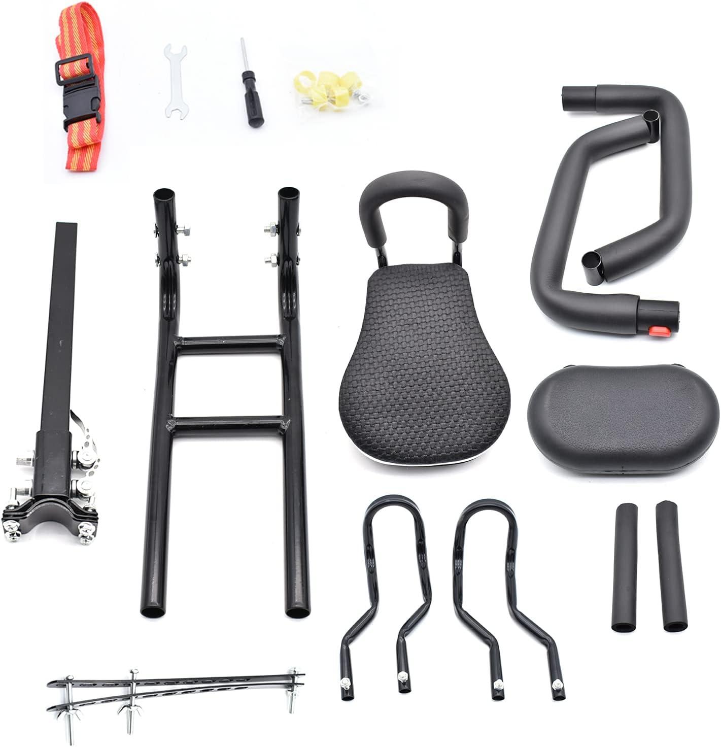 Front Bicycle Seat for Child, Front Mounted Child Bicycle Seat with Handrail Seat Belt and Pedal